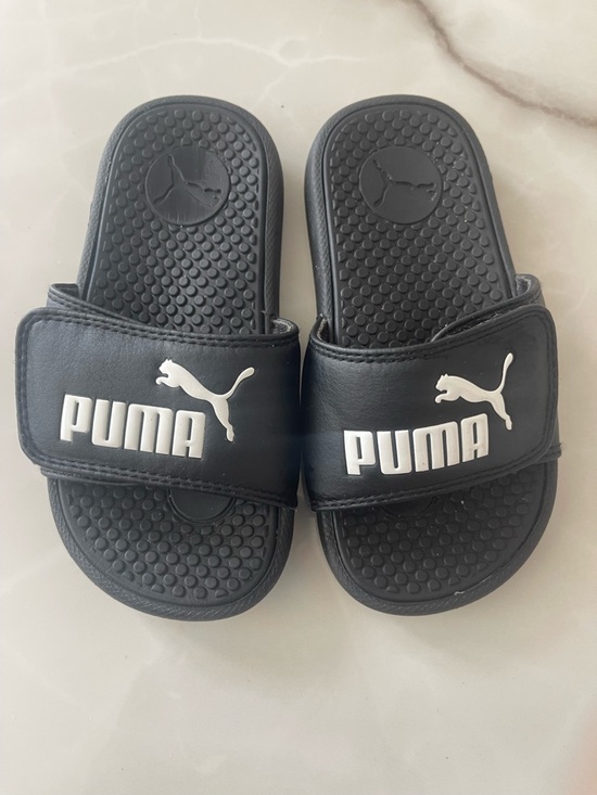 Puma Other - Puma Kids Black Slides with White Logo Strap
